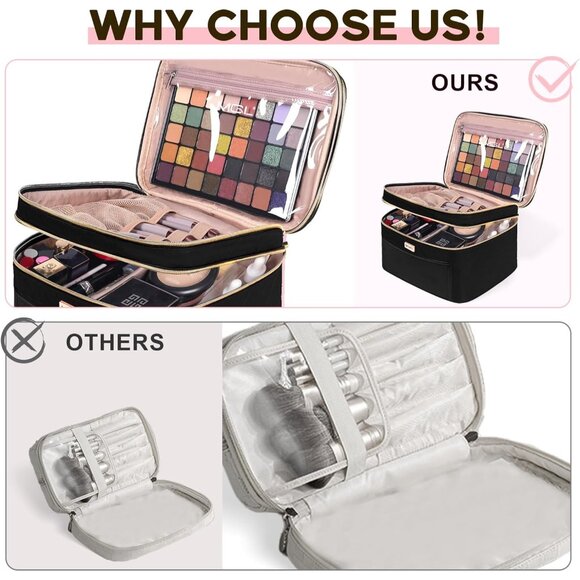 Womens Travel Makeup Bag Women, Large Cosmetic Case, Organizer for Travel-Size - Picture 4 of 6